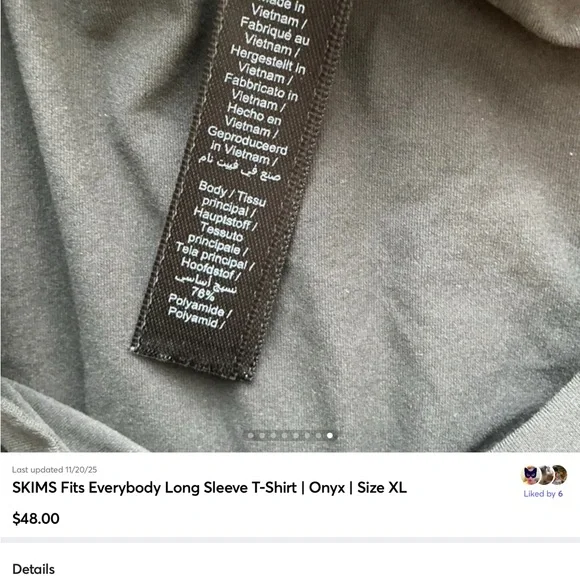 SKIMS Fits Everybody Long Sleeve T-Shirt | Onyx - Picture 13 of 13